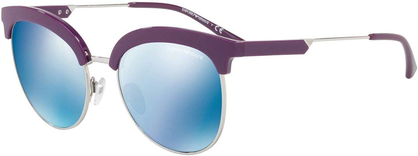 Emporio Armani EA4102 Sunglasses Violet Silver w/Blue Mirror Lens 561055 EA 4102