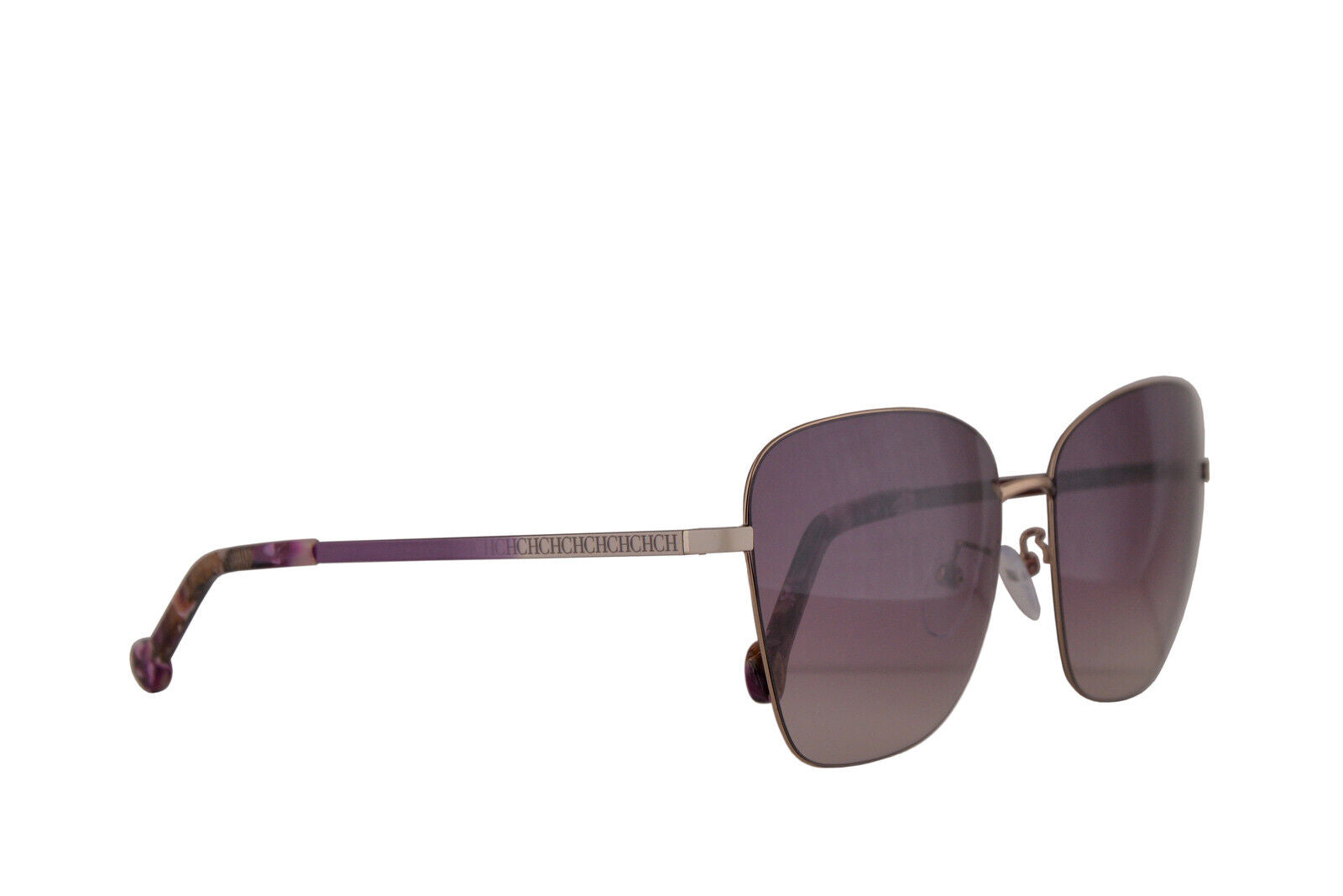 Carolina Herrera SHE103 Sunglasses Gold/White w/ Violet Lenses 8FEX 59mm SHE 103