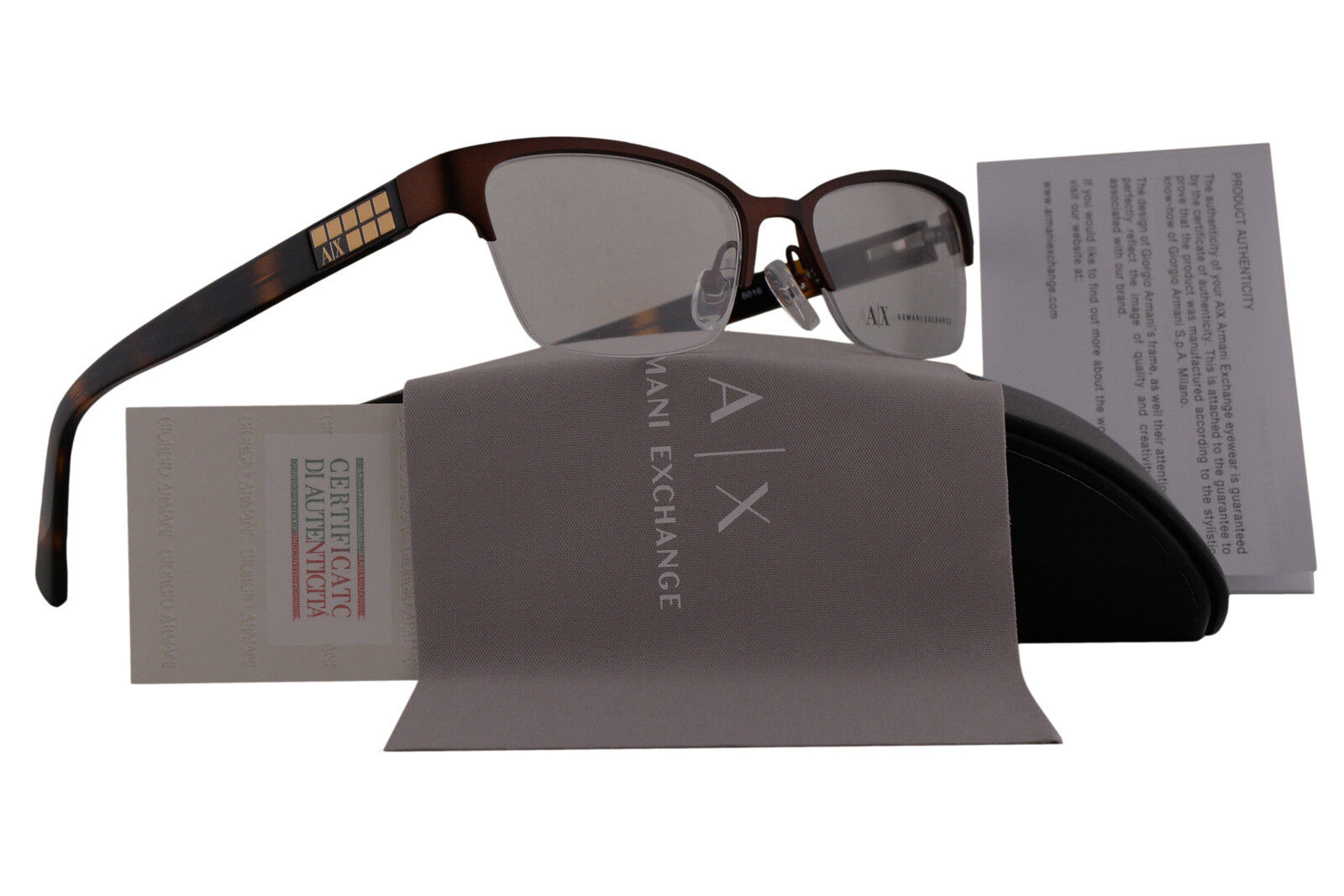 Armani Exchange AX1004 Eyeglasses 52-17-135 Satin Brown w/Demo Lens 6016 AX1004