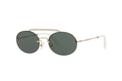 Miu Miu SMU60T Sunglasses Pale Gold w/Green 54mm Lens ZVN3O1 MU 60TS MU60TS