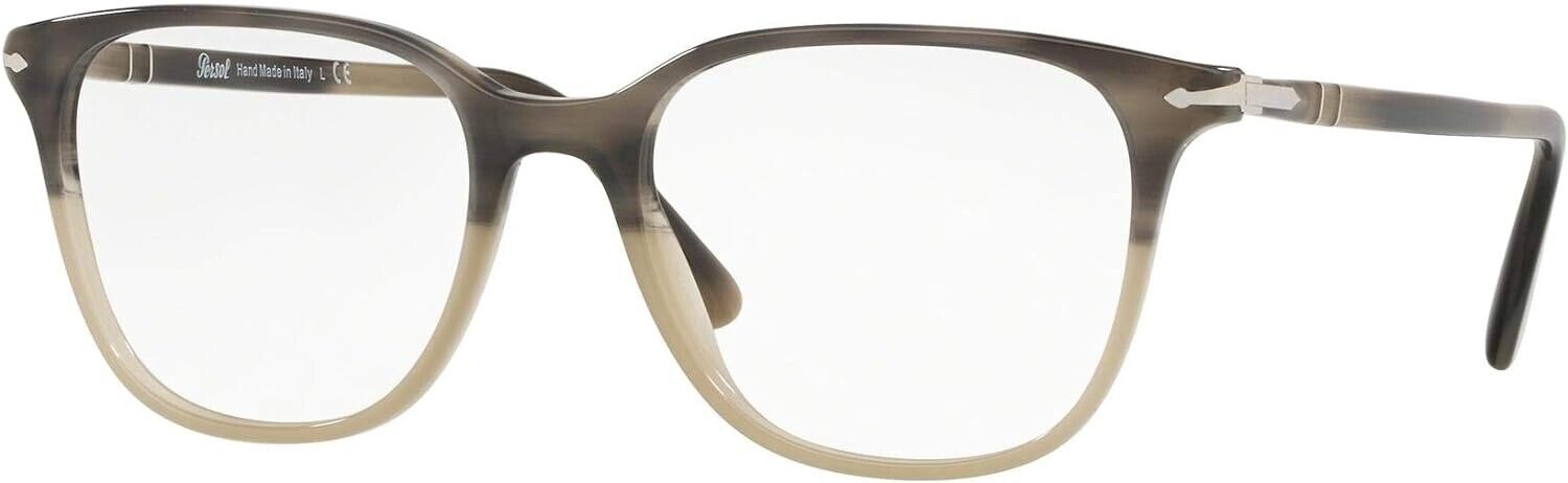 Persol 3203-V Eyeglasses 51-18-145 Stripped Grey Beige w/Demo Lens 1065 PO3203V