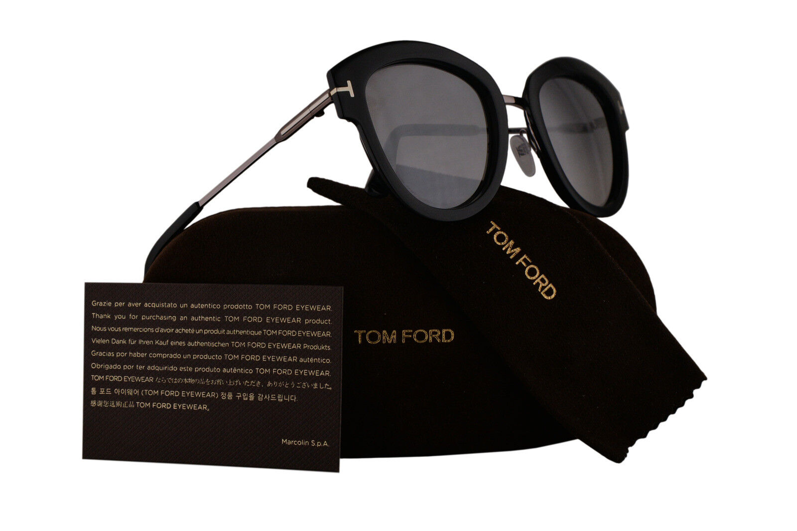 Tom Ford FT0574 Mia-02 Sunglasses Black Ruthenium w/Grey Mirror Lens 14C TF574